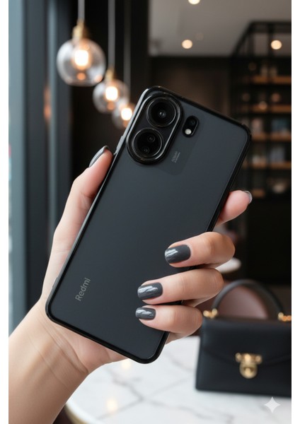 Poco C65 Uyumlu 3D Kamera Korumalı Şeffaf Tasarım Bumper Kılıf