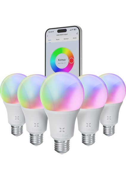 Smart Akıllı Wi-Fi Led RGB Akıllı Ampul Mobil Uygulama Denetimli Google Home/Alexa Uyumlu Çok Renkli Lamba (5 Adet) X7021 fiyatları