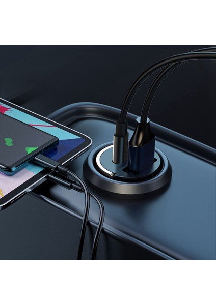 Hızlı Şarj Telefon Şarj Adaptörü Şarj Soketi Çakmak 12-24V (Yurt Dışından)