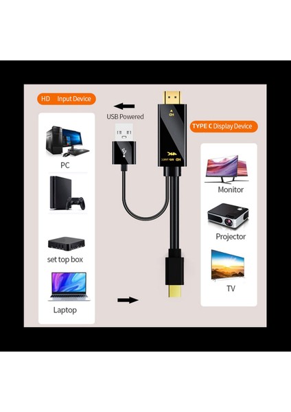 -Pc Tv Kutusu Dizüstü Projektör Için Typc C Dönüştürücü Kablo 4K 60HZ Adaptör ile Uyumlu (Yurt Dışından) modelleri