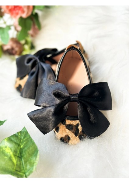 Saten Fiyonklu Leopar Desenli Kız Çocuk Bebek Babet Ayakkabı fiyatları