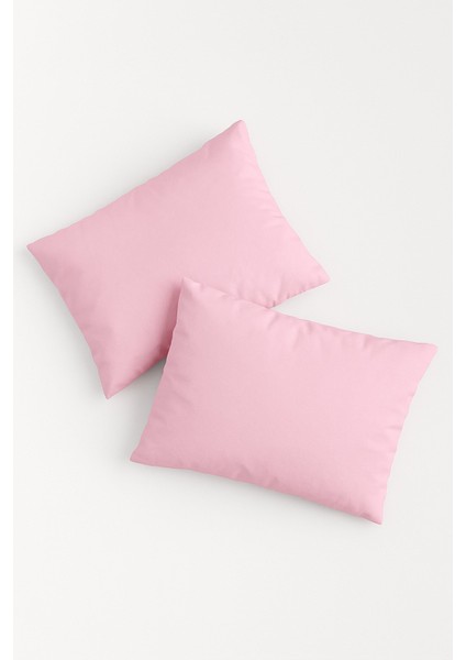 Vevra 2 Li Düz Pembe Renk Yastık Kılıfı Pamuklu Kumaş Fermuarlı