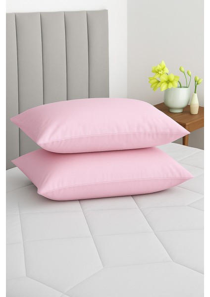 Vevra 2 Li Düz Pembe Renk Yastık Kılıfı Pamuklu Kumaş Fermuarlı fiyatları