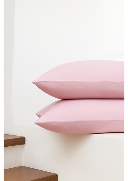 Vevra 2 Li Düz Pembe Renk Yastık Kılıfı Pamuklu Kumaş Fermuarlı modelleri