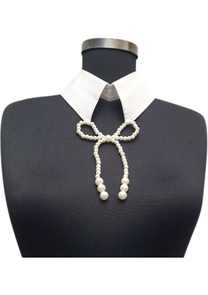 5693 El Yapımı Fiyonk Model Beyaz Seyyar Yaka Incili Choker Kolye fiyatları
