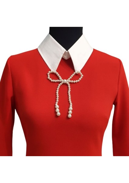 5693 El Yapımı Fiyonk Model Beyaz Seyyar Yaka Incili Choker Kolye fırsatları