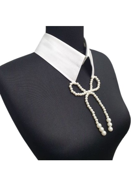 5693 El Yapımı Fiyonk Model Beyaz Seyyar Yaka Incili Choker Kolye indirimleri