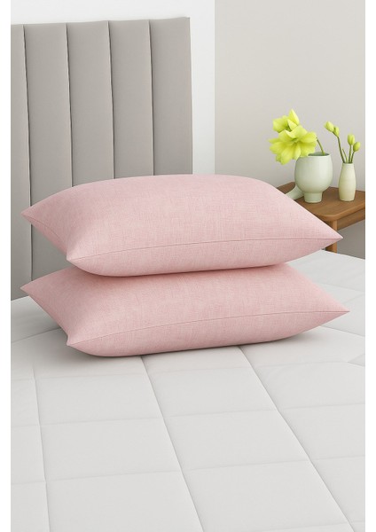 Vevra 2 Li Çizgili Pudra Renk Yastık Kılıfı Pamuklu Kumaş Fermuarlı fiyatları