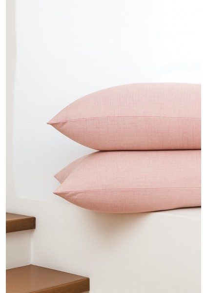 Vevra 2 Li Çizgili Pudra Renk Yastık Kılıfı Pamuklu Kumaş Fermuarlı modelleri