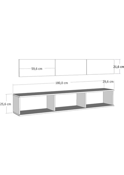 1341TV180-1CT Duvara Montaj Tv Sehpası,beyaz-Gümüş fiyatları