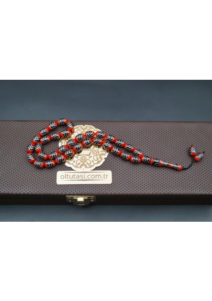 Zik Zag Model Gümüş Işlemeli Oltu Taşı Tesbih ST000162 fırsatları