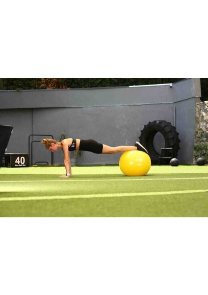 55 cm Anti-Burst Gymball (Pompa Dahil) Unisex Pilates Topu Sarı