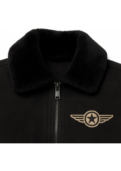 Erkek Kürk Yakalı Nakışlı Pilot Montu fırsatları