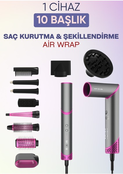 Çok Fonksiyonlu Hot Air Wrap Saç Şekillendirme ve Kurutma Cihazı