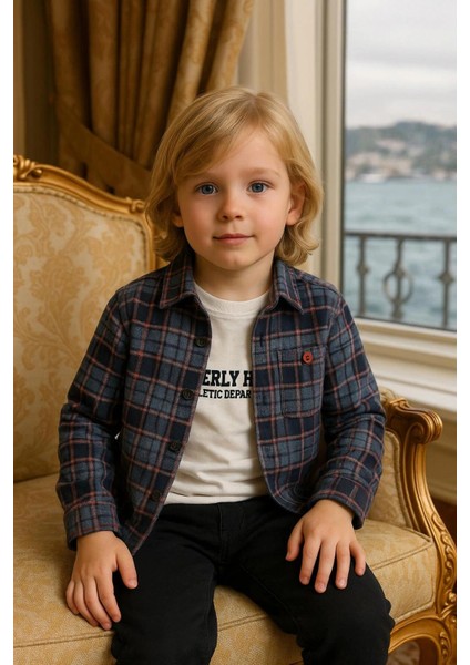 Erkek Çocuk Orta Kalınlıkta Kaşe Gömlekli Özel Kombinli 3'lü Takım fiyatları