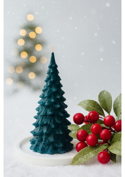 Dekoratif Yılbaşı Ağacı Mum, Yeşil Noel Ev Dekoru, Masa Dekoru, Hediyelik, Yılbaşı Mumu fiyatları