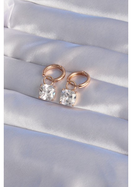 Xuping Rose Renk Zirkon Taşlı Halka Küpe fiyatları