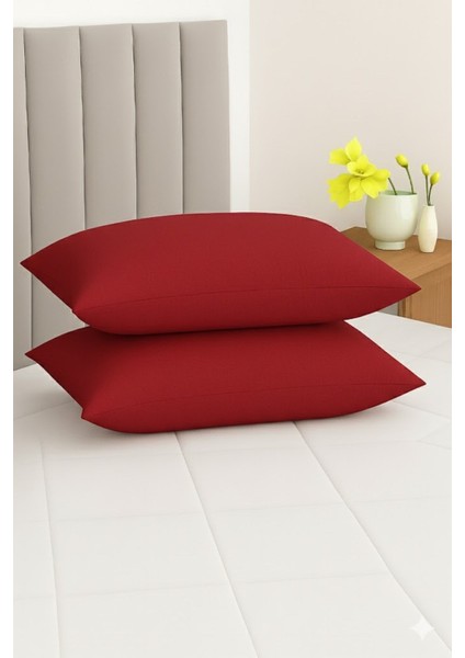 Vevra 2 Li Düz Kırmızı Renk Yastık Kılıfı Pamuklu Kumaş Fermuarlı fiyatları