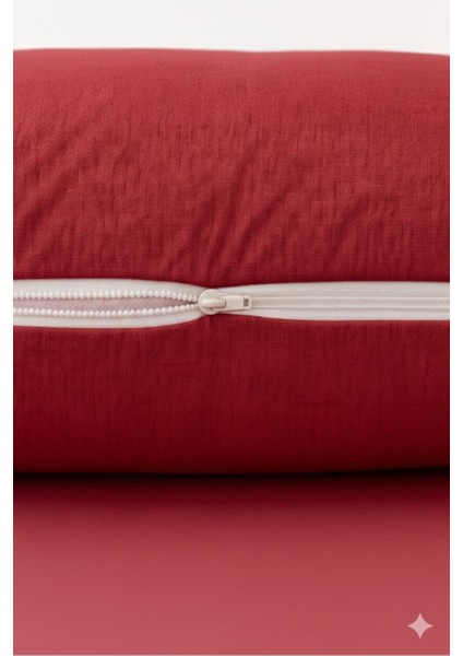 Vevra 2 Li Düz Kırmızı Renk Yastık Kılıfı Pamuklu Kumaş Fermuarlı fırsatları