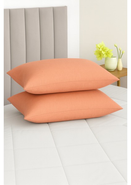 Vevra 2 Li Düz Turuncu Renk Yastık Kılıfı Pamuklu Kumaş Fermuarlı fiyatları