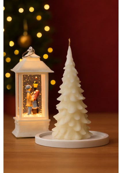 Dekoratif Yılbaşı Ağacı Mum, Beyaz Noel Ev Dekoru, Masa Dekoru, Hediyelik, Yılbaşı Mumu fiyatları