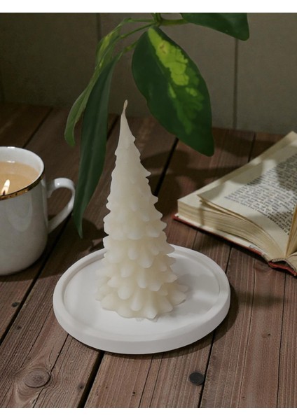 Dekoratif Yılbaşı Ağacı Mum, Beyaz Noel Ev Dekoru, Masa Dekoru, Hediyelik, Yılbaşı Mumu modelleri