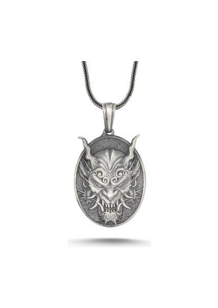 925 Ayar Gümüş Oni Maske Kolye