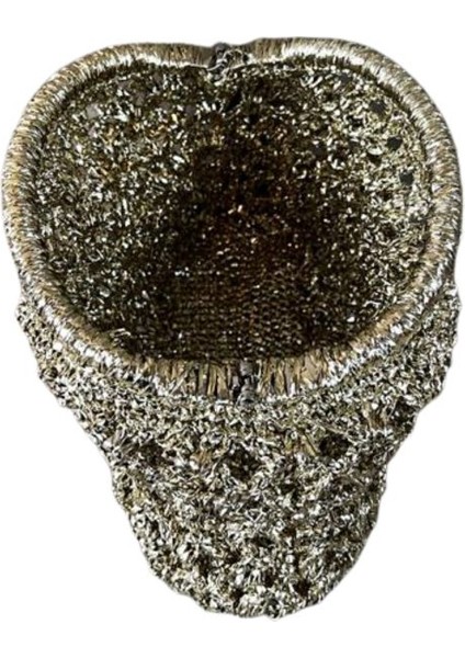 3381 El Yapımı Gold Metalik Ip Burslu Clutch Çanta / 19 x 26 cm