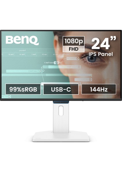 GW2490TC 23,8'' IPS Full Hd 144 Hz HDMI Dp Usb-C mm Pivot Eye-Care Beyaz Ev Ofis Monitörü