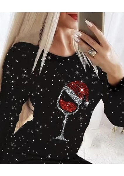 Yaman Market Kadın Uzun Kollu Taş Kadeh Baskı Dalgıç Mini Boy Elbise fiyatları