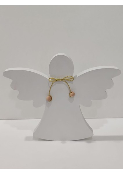 Yılbaşı Meleği, Beyaz Ahşap Yılbaşı Meleği, Ev Dekoru, Masa Dekoru, Yılbaşı Hediyelik modelleri