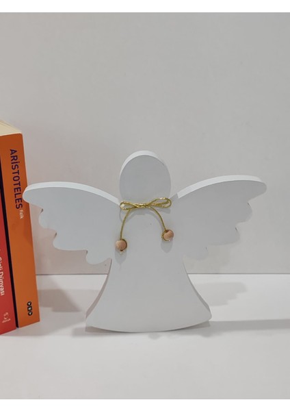 Yılbaşı Meleği, Beyaz Ahşap Yılbaşı Meleği, Ev Dekoru, Masa Dekoru, Yılbaşı Hediyelik indirimleri