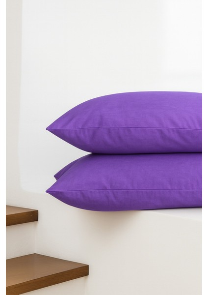 Vevra 2 Li Çizgili Mor Renk Yastık Kılıfı Pamuklu Kumaş Fermuarlı modelleri