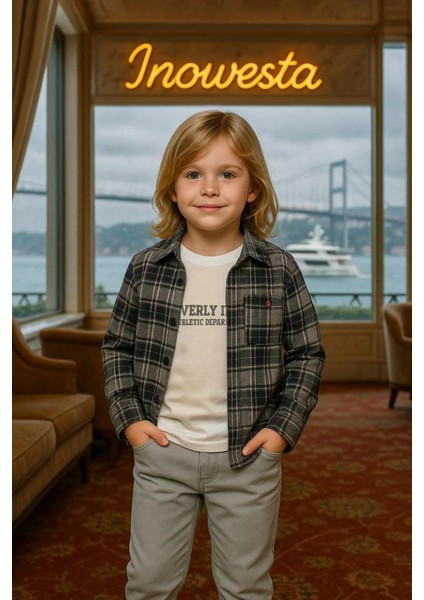 Erkek Çocuk Orta Kalınlıkta Kaşe Gömlekli Özel Kombinli 3'lü Takım fiyatları