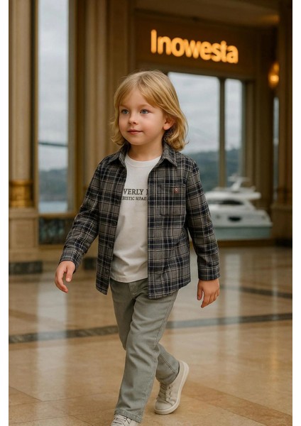 Erkek Çocuk Orta Kalınlıkta Kaşe Gömlekli Özel Kombinli 3'lü Takım fırsatları