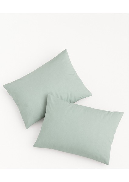 Vevra 2 Li Düz Yeşil Renk Yastık Kılıfı Pamuklu Kumaş Fermuarlı
