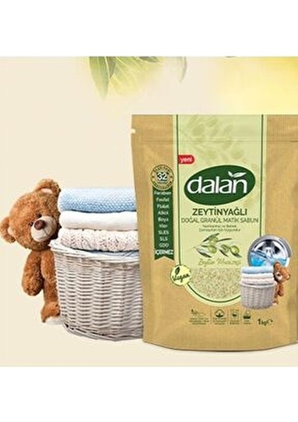 Doğal Granül Sabun Zeytinyağlı 1000 Gram 25 Yıkama Vegan Koku ile Bebekler İçin fırsatları