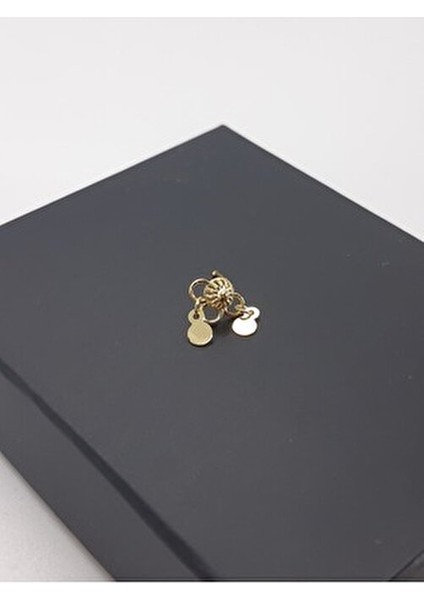 925 Ayar Gümüş Altın Kaplama Zirkon Taşlı Sallantılı Kare Tektaşlı Hızma Kadın Aksesuar