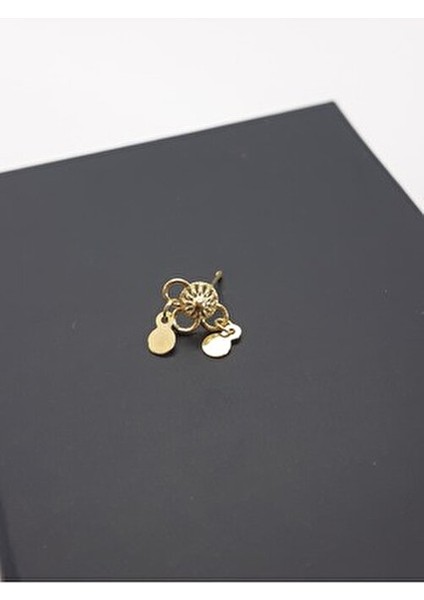 925 Ayar Gümüş Altın Kaplama Zirkon Taşlı Sallantılı Kare Tektaşlı Hızma Kadın Aksesuar