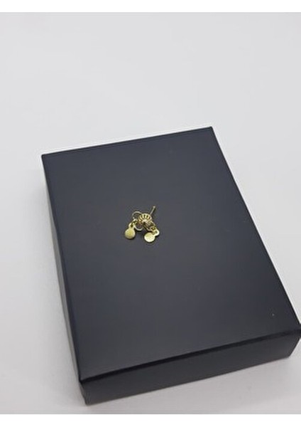 925 Ayar Gümüş Altın Kaplama Zirkon Taşlı Sallantılı Kare Tektaşlı Hızma Kadın Aksesuar