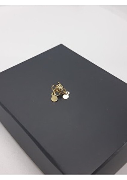 925 Ayar Gümüş Altın Kaplama Zirkon Taşlı Sallantılı Kare Tektaşlı Hızma Kadın Aksesuar