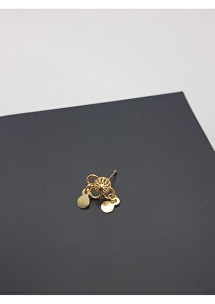 925 Ayar Gümüş Altın Kaplama Zirkon Taşlı Sallantılı Kare Tektaşlı Hızma Kadın Aksesuar