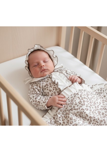 Leopar Desenli Kendinden Eldivenli 3'lü Takım