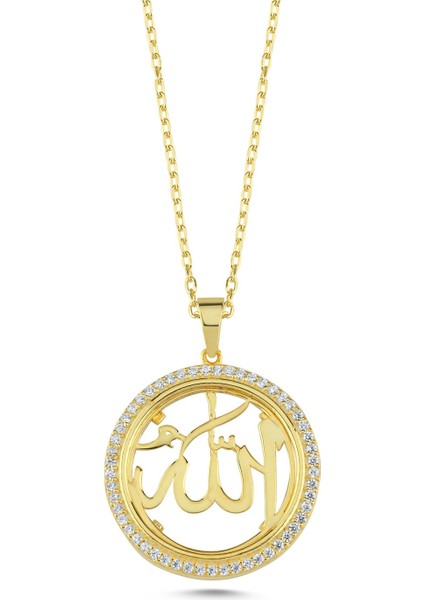 Allah Yazılı Altın Kaplama Gümüş Kolye KLY30