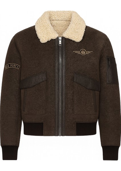 Erkek Regular Fit Kalın Kürklü Yaka Pilot Mont – Kışlık