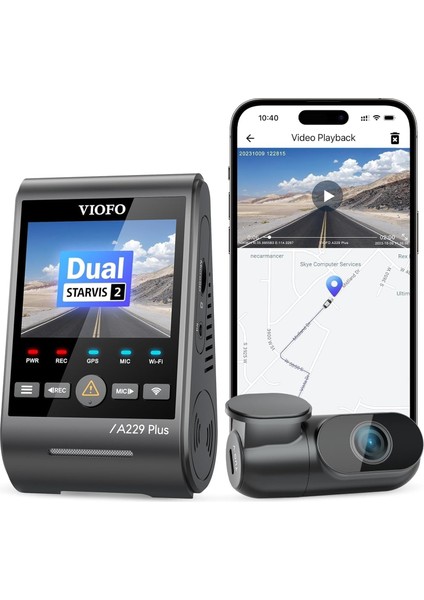 A229 Plus 3 Kameralı Ön-Iç-Arka 2K+2K+1080P Hdr Sony Starvis 2 Wifi Gps’li Araç Kamerası