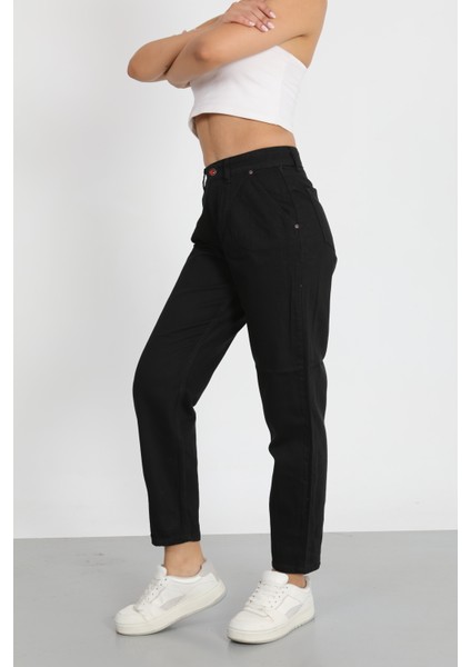 Siyah Mom Jeans Pantolon modelleri