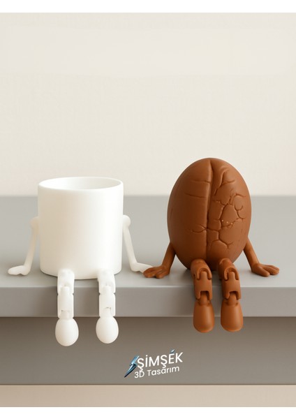 Dekoratif Kupa ve Kahve Çekirdeği Figür Seti