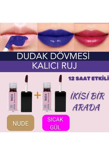 Imza Kalıcı Ruj Dudak Dövmesi Ikisi Bir Arada Sıcak Gül-Nude