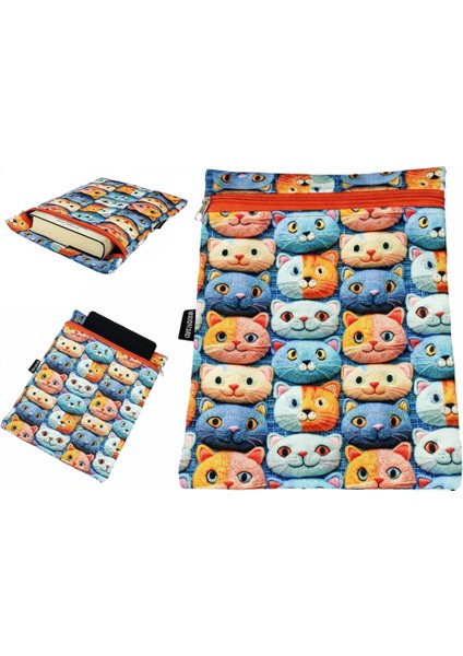 El Yapımı 3D Kedi Desenli Kitap ve Tablet Kılıfı (21X27 Cm) modelleri